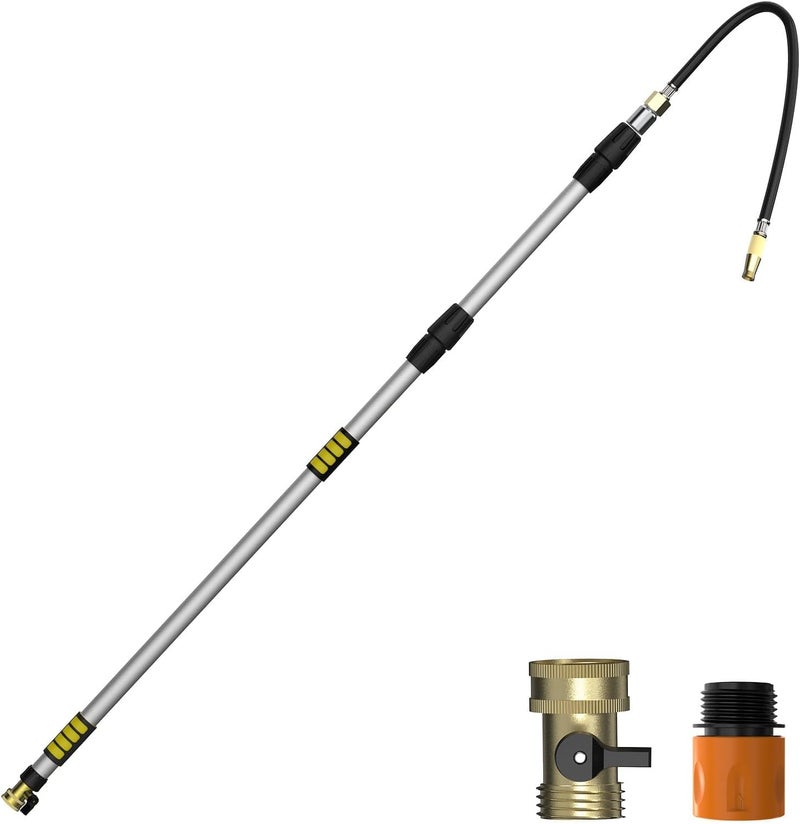 LAANPOLE Gutter Cleaning Tools from The Ground, 12FT(20FT Reach) Rain Cleaner with Bendable Wand - Image 1